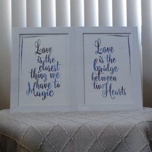 💎 2 Framed ART PRINTS ~ Inspirational LOVE QUOTES